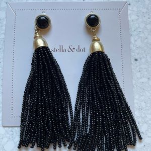 Stella & Dot black fringe earrings